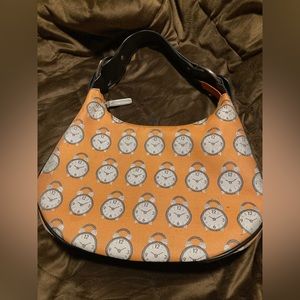 Braccialini brand, orange, clock, cute, unique purse